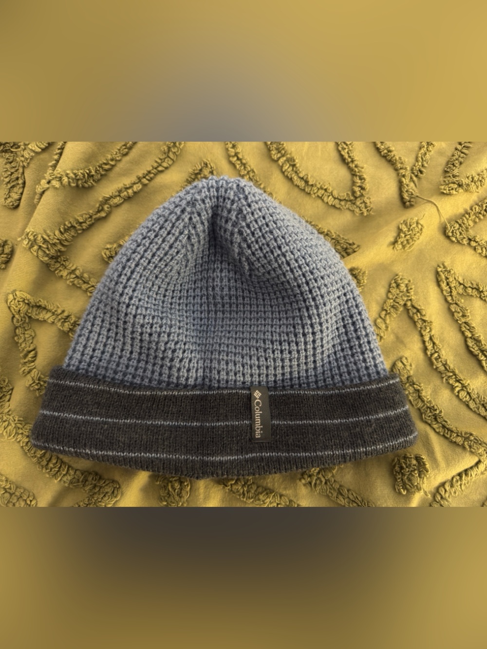 Columbia Light Blue & Charcoal Reversible Waffle Knit Beanie